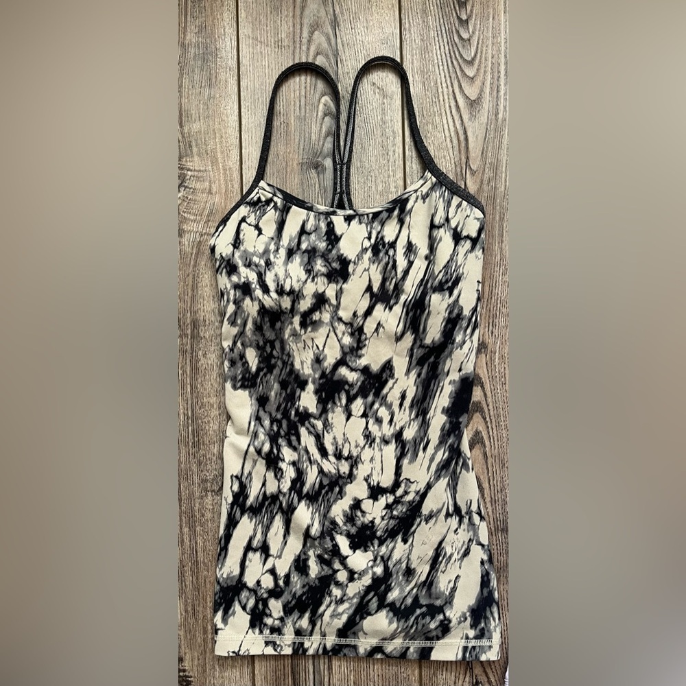 Lululemon Power Y Tank Luon Great Granite Black Mojave Tan Size 4